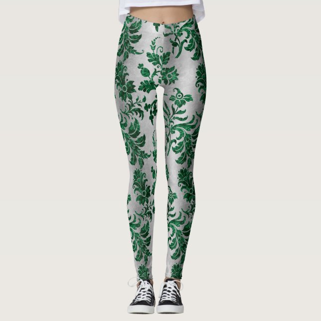 Grönt Velvet Series-design 5 Leggings (Framsida)