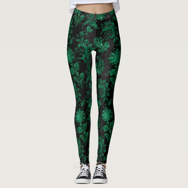 Grönt Velvet Series-design 9 Leggings (Framsida)