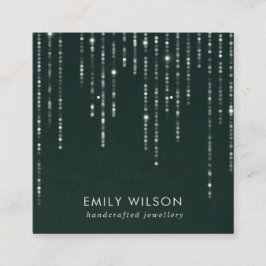 GRÖNT VELVET STRING LJUS STUD EARRING VISNING  FYRKANTIGT VISITKORT