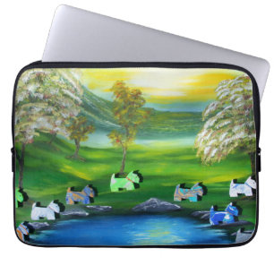 Grönt Venus Scotties på Pond Laptop Fodral