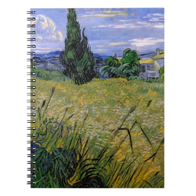 Grönt vete fält med cypress av Van Gogh. Anteckningsbok (Framsidan)