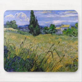 Grönt vete fält med cypress av Van Gogh. Musmatta