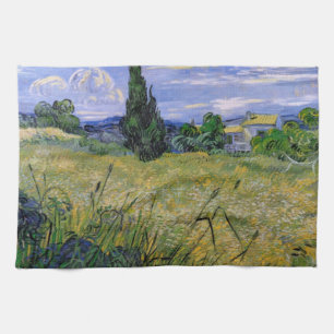 Grönt vetefält med cypress av Vincent van Gogh Kökshandduk