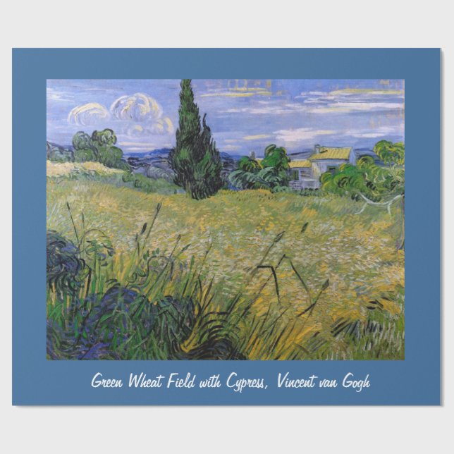 Grönt vetefält med cypress, Vincent van Gogh. Presentpapper (Platt)