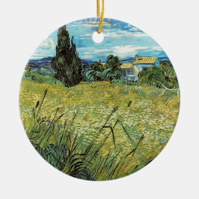 Grönt vetefält Vincent van Gogh     Julgransprydnad Keramik (Framsidan)