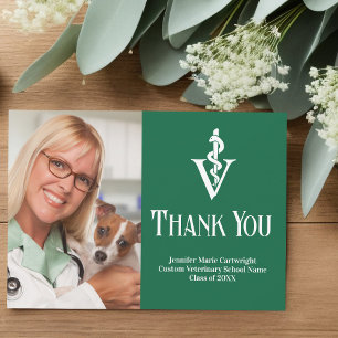 Grönt Veterinarian Office Photo Anpassade Tack Kort