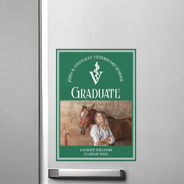 Grönt Veterinary School Photo Studenten Magnet (Skapare uppladdad)