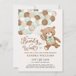 Grönt Vi kan bota Nallen Baby Shower Inbjudningar