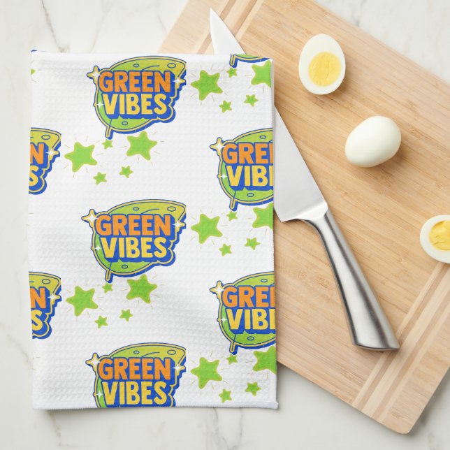 Grönt Vibes, Världsmiljödagen, Spara jorden Kökshandduk (Vikt i Fjärdedel)