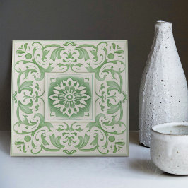 Grönt Victorian Backsplash Repro Art nouveau Kakelplatta