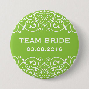 Grönt Victorian Blommigt Gräns Team Bride Button Knapp