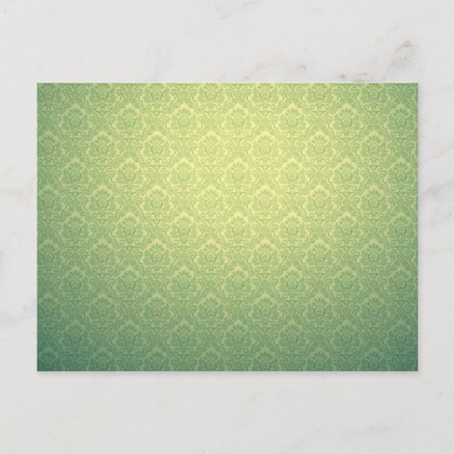 Grönt Victorian Damask Vykort (Framsida)