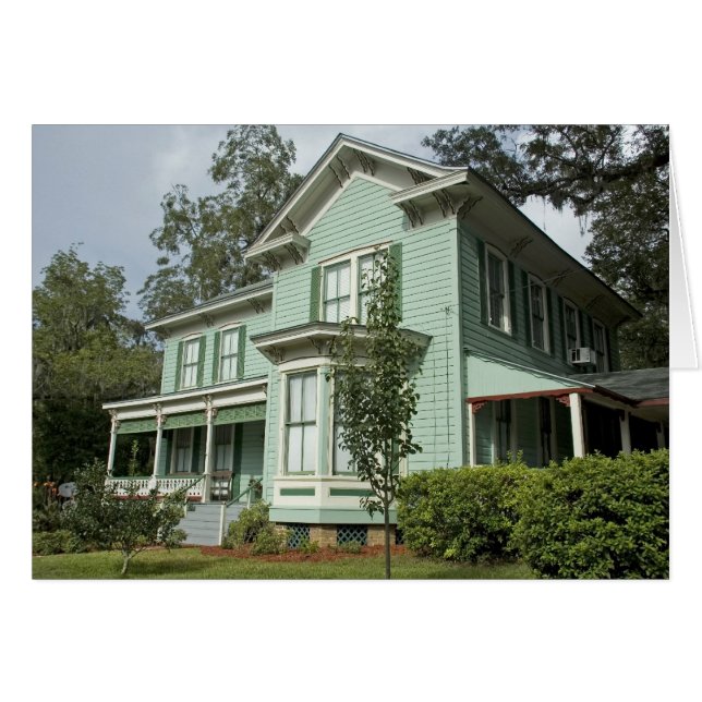 Grönt Victorian House Card Hälsningskort (Framsidan Horizontal)