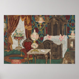 Grönt. Victorian Stil Bedroom original Poster