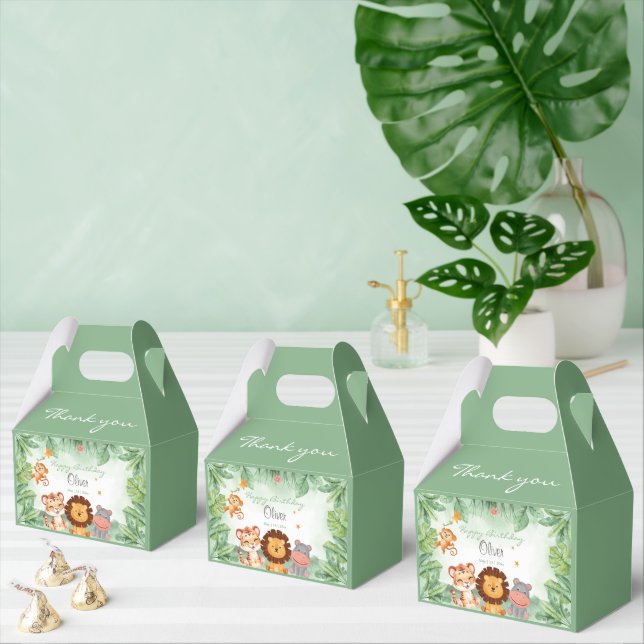 Grönt Vild Jungle Animals Tropical Boy Birthday Presentaskar (Multipel)