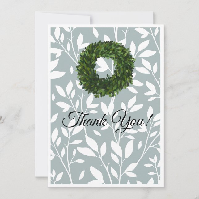 Grönt Vine Löv: Landsbyggsbröllop för utandning av Tack Kort (Framsida)