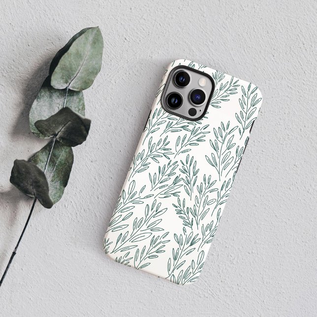 Grönt Vines Case-Mate iPhone Skal (Green Hand-Drawn Ilustrated Vines Case-Mate iPhone Case)