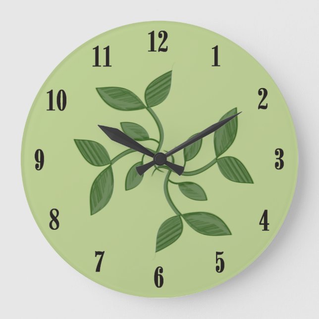 Grönt Vines Decorative Wall Clock Stor Klocka (Framsida)