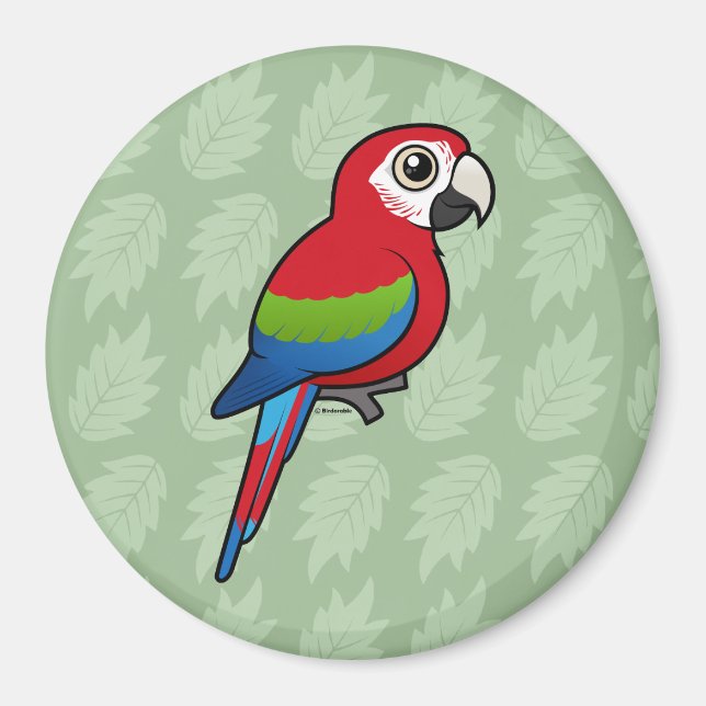 Grönt-vingad Macaw Magnet (Framsidan)