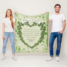 Grönt Vintage Banner Irish Blating Klöver Heart Fleecefilt
