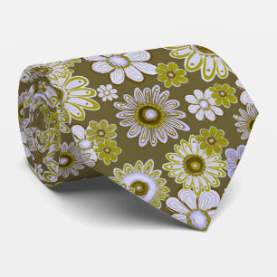 Grönt Vintage - blommor Slips