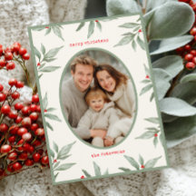 Grönt Vintage Botaniskt foto God jul