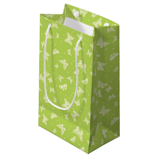 Grönt vintage butterfly motif mönster (Framsidan Vinklad)