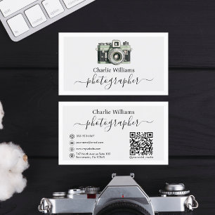 Grönt Vintage Camera Art, Fotograf Visitkort