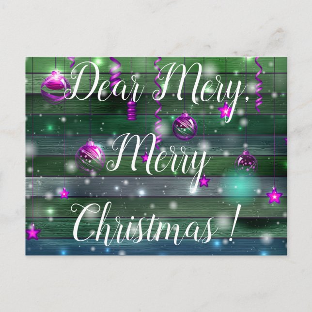 Grönt Vintage ditt namn Vykort (Framsida)