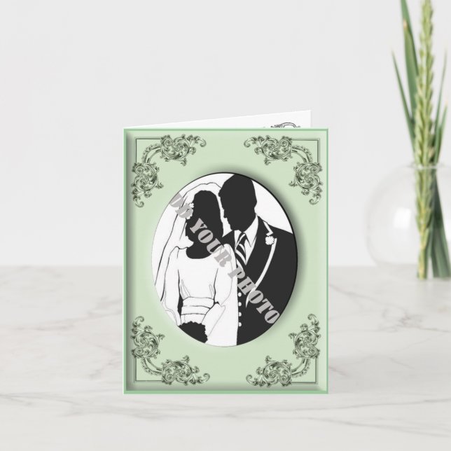 grönt Vintage-fotomall ram tackkort  (Framsida)