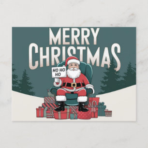 Grönt vintage God jul Jultomten ho ho ho Vykort