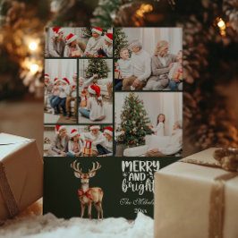 Grönt Vintage jul 6 Fotofamilj Julkort