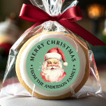 Grönt Vintage Retro Jultomten God jul Runt Klistermärke<br><div class="desc">Fira festsäsongen med vår Grönt Vintage Retro Jultomten God jul Classic Round Sticker! Den här charmerande etiketten har en nostalgisk Jultomten-design som ställs in mot snyggtens fasta bakgrund och kombinerar vintagens charm med modern luft. Perfekt för att lägga till ett snyggt drag i julklappar och Helgdag. Anpassa anpassad design till...</div>