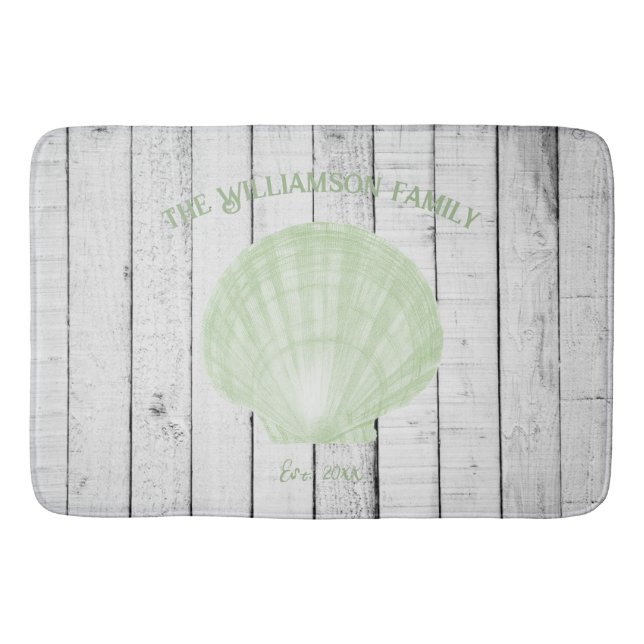 Grönt Vintage Scallop Snäcka Bath Mat Badrumsmatta (Framsidan)