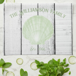 Grönt Vintage Scallop Snäcka Kitchen Towel Kökshandduk