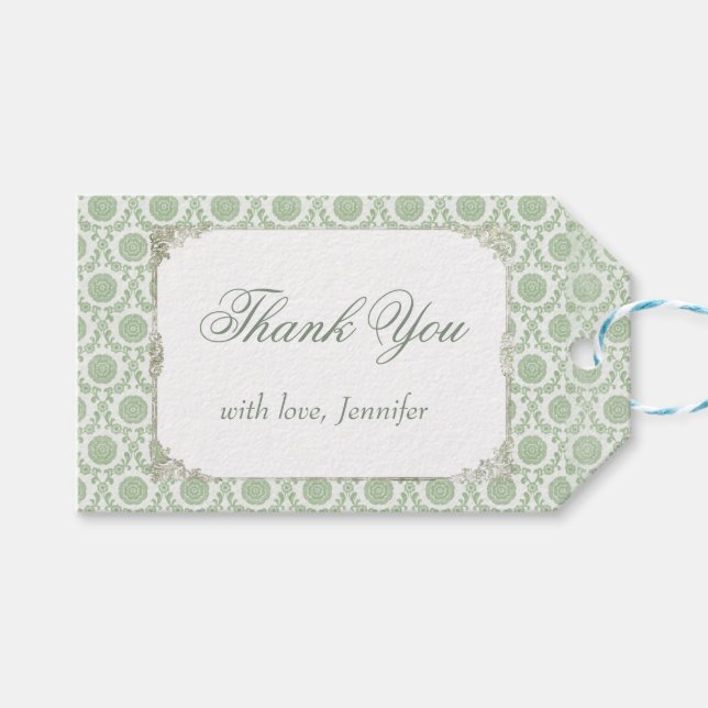 Grönt Vintage Shabby-Möhippa Presentetikett (Framsidan (Horisontell))