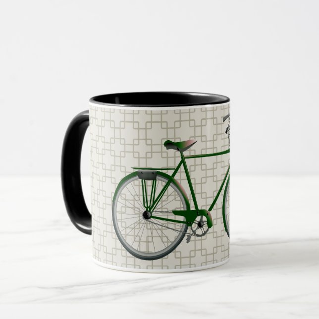 Grönt Vintage Stil Bicycle and Retro Art Mugg (Framsida vänster)