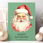 Grönt Vintage Vattenfärg Jultomten jul Helgkort<br><div class="desc">Skicka festive hälsning med vår Grönt Vintage Watercolor Jultomten julkort Helgdag Card! Det här charmeringskortet har en nostalgisk vattenfärgad illustration av Jultomten som ställs mot en livfull bakgrund, försedd med delikat snöflingor. Perfekt för att sprida helgdag, detta kort fångar julens tidlösa anda. Insidan är tom, vilket gör att du kan...</div>
