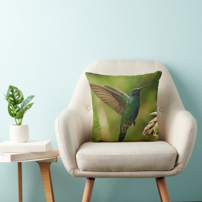 Grönt Violet-öron Hummingbird Dekorativ kudde (Stol)