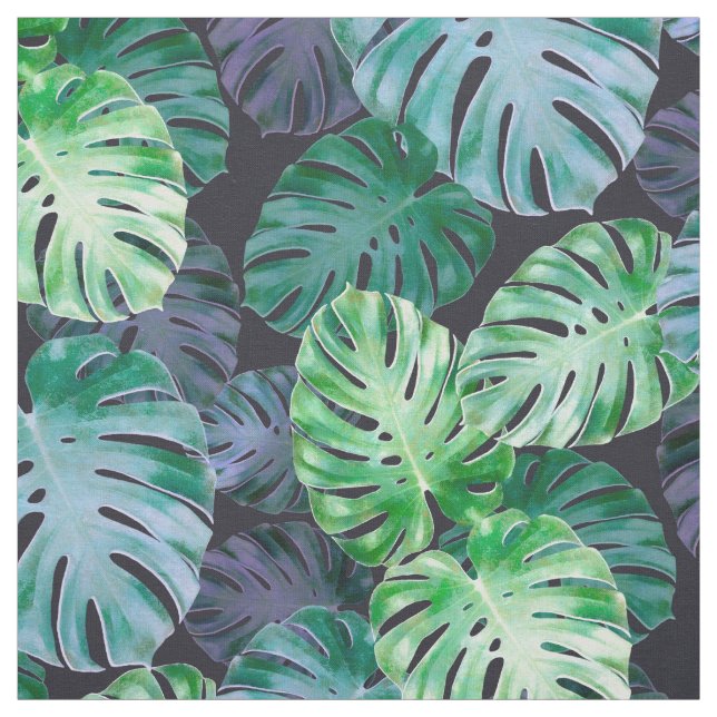 Grönt Violet Tropical Monstera Lövs Tyg (Provkarta)