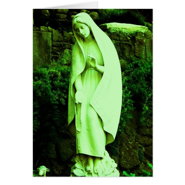 Grönt Virgin Mary Garden Statue Hälsningskort (Framsidan)
