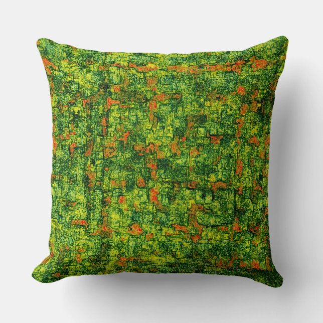 Grönt virtuell träd-bark, med små rödfläckar kudde (Framsida)