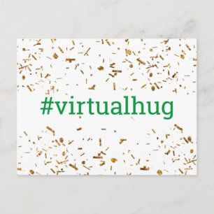 Grönt Virtuellt Kram Hashtag Guld Falskt Konfetti Vykort