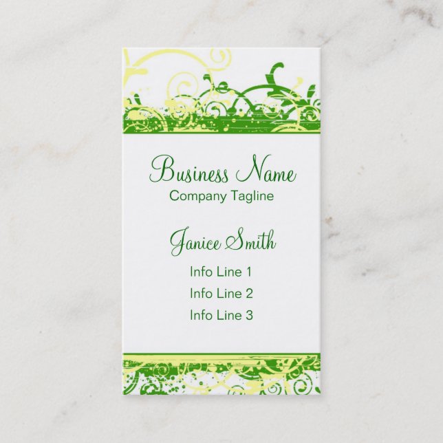 Grönt virvlar runt visitkortmallen visitkort (Framsida)