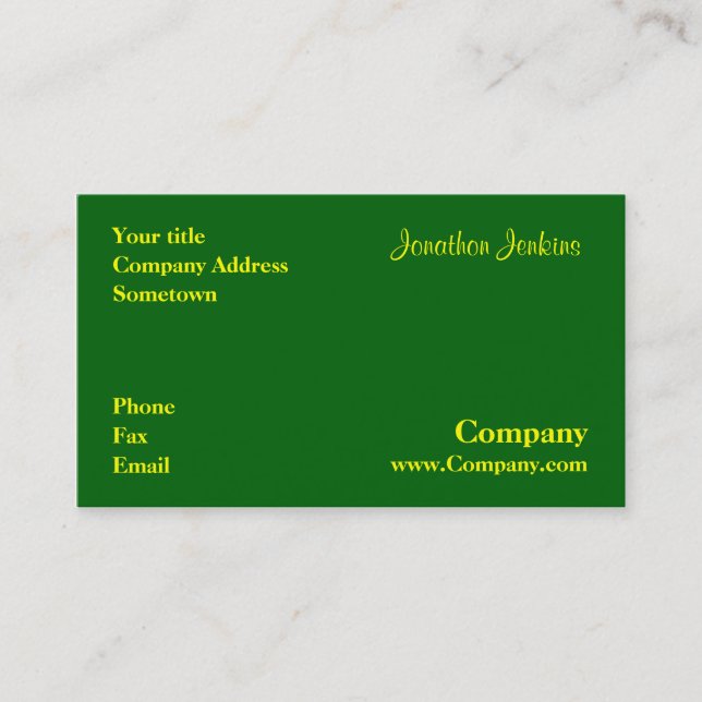 Grönt Visitkort (Framsida)