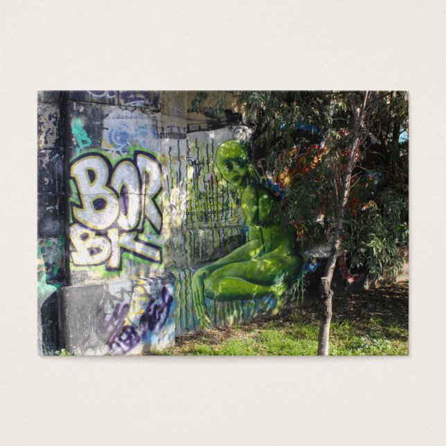 Grönt Visitor från Rymden Graffiti Visitkort (Framsidan)
