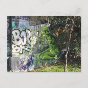 Grönt Visitor från Rymden Graffiti Vykort