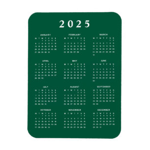 Grönt Vit 2025 Månadskalender Magnet