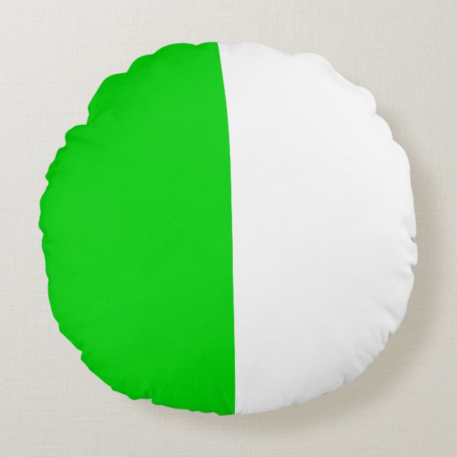 Grönt Vit 2 Färg tondelande halv uppdelning Rund Kudde (Framsidan)