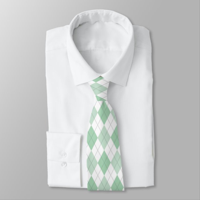 Grönt & Vit argyle Necktie Slips (Bunden)